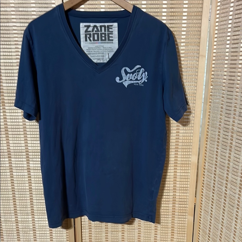 Zanerobe Men's Navy Blue V-Neck Shirt